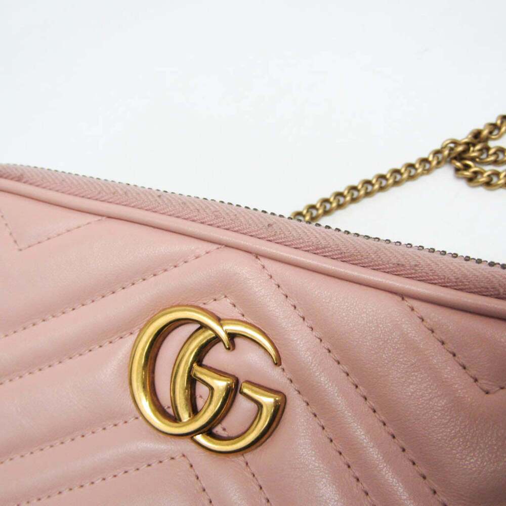 GUCCI Authentic Pink Leather GG Marmont Shoulder Bag - Picture 5 of 13